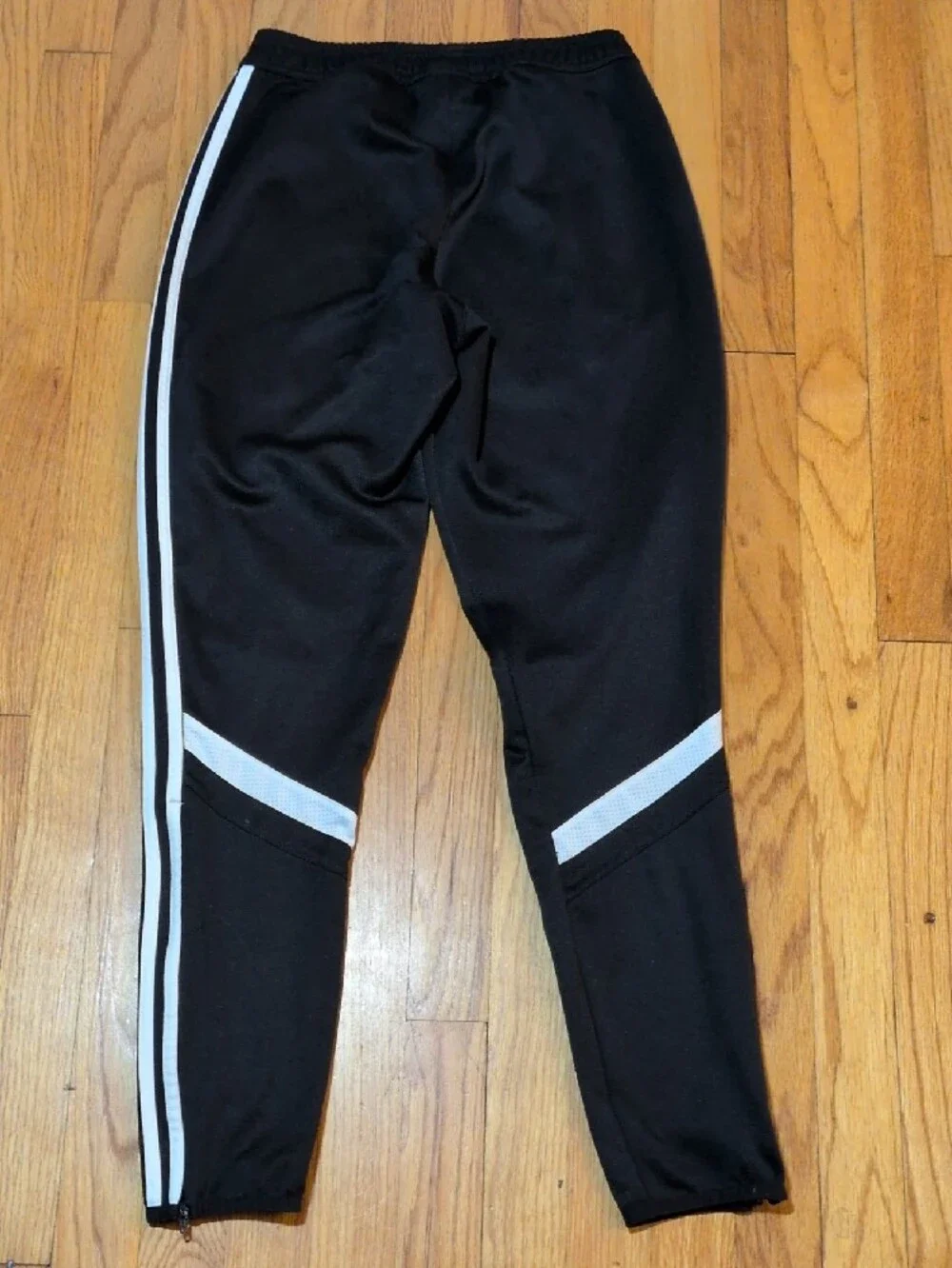 Adidas men's Black Jogger Pants with White Stripes S